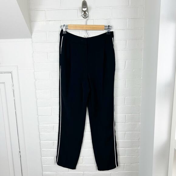 Topshop Black Stripe Trouser Pants Size 2 - Picture 1 of 11
